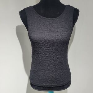 Mango Women's Shirred Low-Back Sleeveless Top Size Large Black Stretch Gothcore